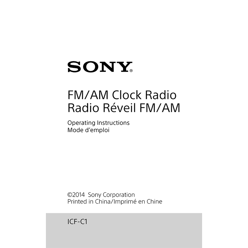 Sony ICF-C1 FM/AM Clock Radio Operating Instructions