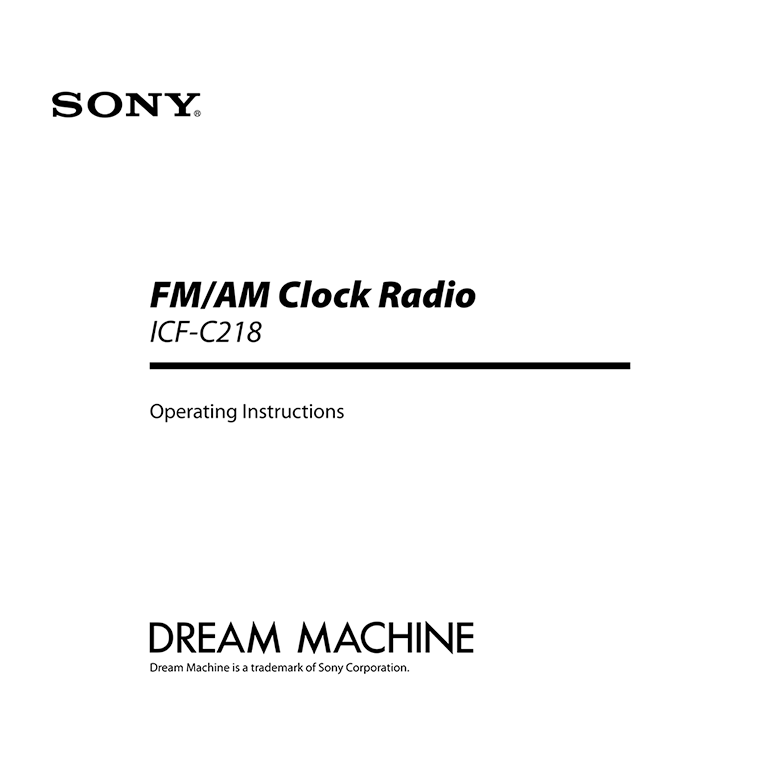 ICFC218 Sony Dream Machine FM/AM Clock Radio User Manual