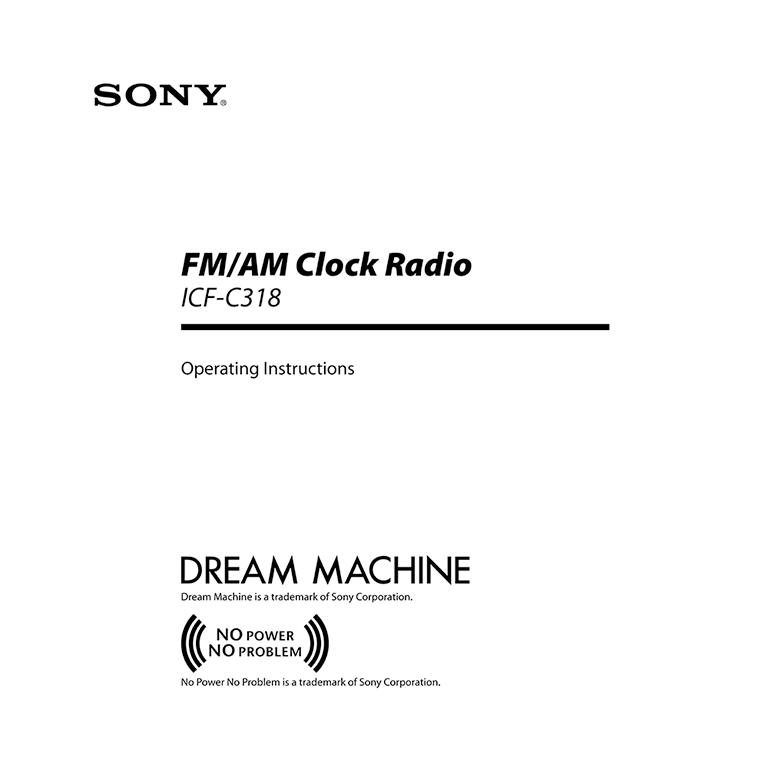ICFC318 Sony Dream Machine FM/AM Clock Radio User Manual