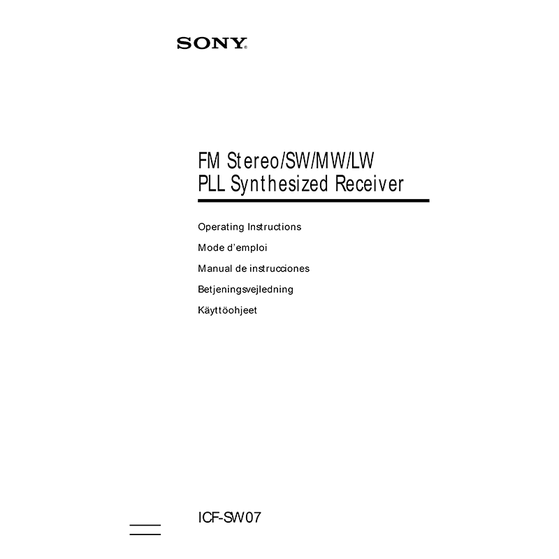 Manuals for SONY ICF-SW07