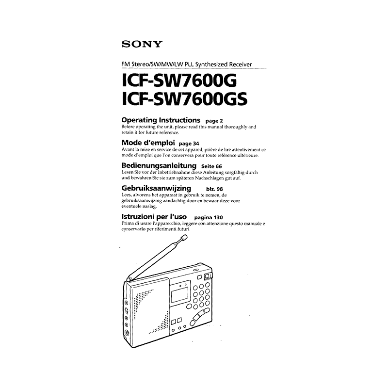 Manuals for SONY ICF-SW7600G