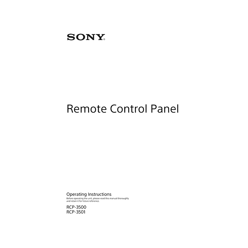 Sony RCP-3500 remote control panel Operating Instructions