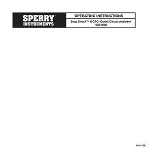 HGT6520 Sperry Instruments Stop Shock II GFCI Outlet Circuit Analyzer Operating Instructions