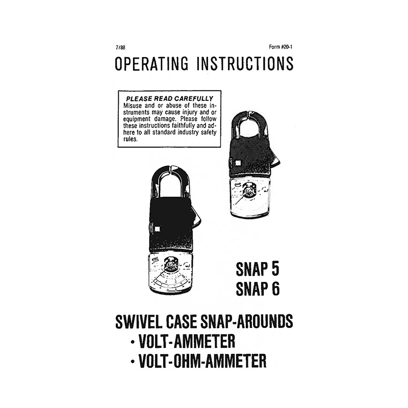 OHM-525 Sperry Instruments SNAP 6 Volt-Ohm-Ammeter Operating Instructions
