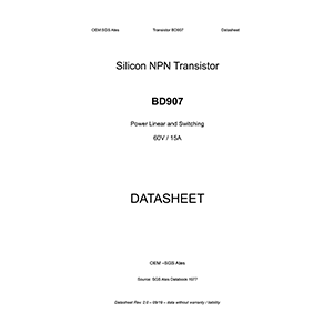 BD905 ST Silicon NPN Power Transistor Data Sheet