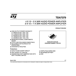 TDA7379 ST Audio Power Amplifier Data Sheet