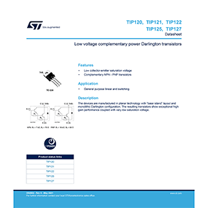 TIP121 ST 5A 80V NPN Darlington Transistor Data Sheet