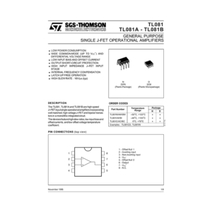 TL081 ST Operational Amplifier Data Sheet