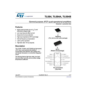 TL084 ST Quad Operational Amplifier Data Sheet