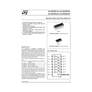 ULN2001A ST Seven Darlington Arrays Data Sheet