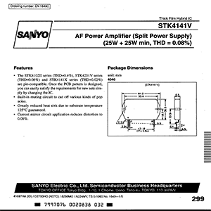STK4141V Sanyo AF Power Amplifier Data Sheet