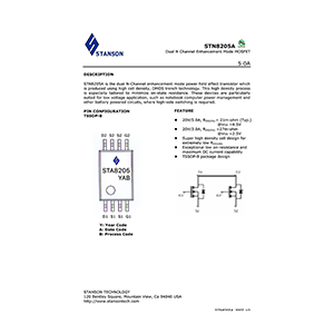 STN8205A Stanson 5A Dual N Channel MOSFET Data Sheet