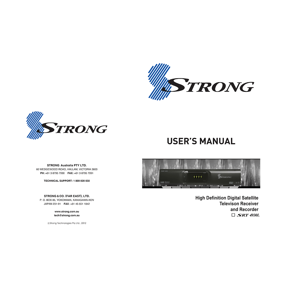Strong SRT4930L HD Digital Satellite Receiver User's Manual