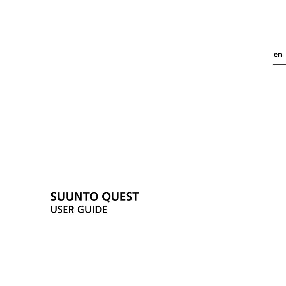 Suunto Quest Training Watch User Guide