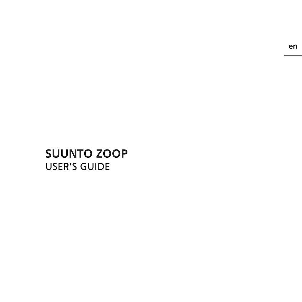 Suunto Zoop Dive Computer User's Guide