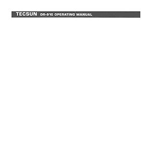 Tecsun DR-910 Portable 10-Band AM/FM/SW Radio Operating Manual