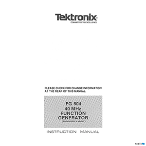 Tektronix FG 504 Function Generator Instruction Manual