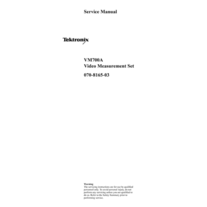 Tektronix VM700A Video Measurement Set Service Manual