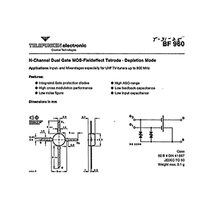 BF960 Telefunken Dual Gate N-channel MOS field effect transistor Data Sheet