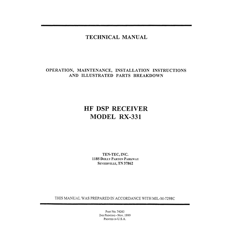 Ten-Tec RX-331 HF DSP Receiver Manual