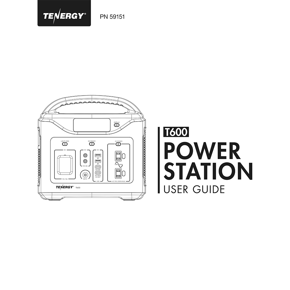 Tenergy T600 Portable Power Station User Guide