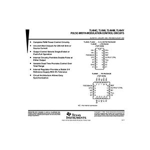 TL494I Texas Instruments Pulse-Width-Modulation Control Circuit Data Sheet