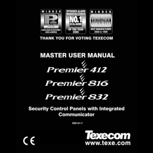 Texecom Premier 816 Security Control Panel User Manual