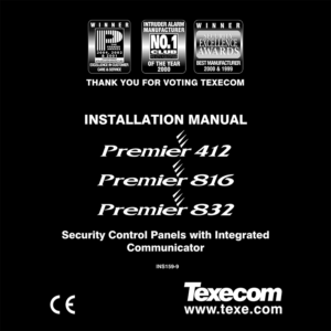 Texecom Premier 832 Security Control Panel Installation Manual