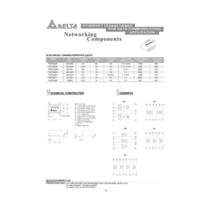 Delta THZ16B22 Ethernet Transformer Data Sheet