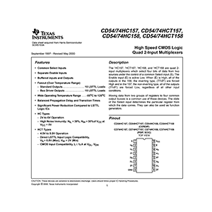 CD54HCT158 TI Quad 2-Input Multiplexer Data Sheet