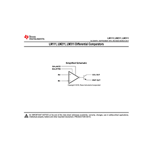 LM111 TI Differential Comparator Data Sheet