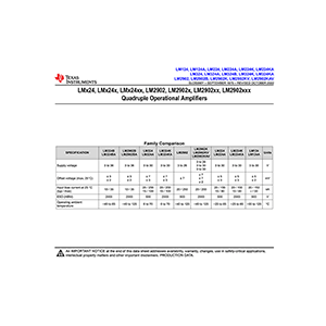 LM124 TI Quadruple Operational Amplifier Data Sheet