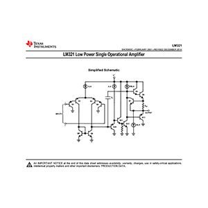 LM321 TI Single Operational Amplifier Data Sheet