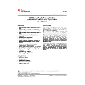 LM3886 TI Overture 68W Audio Power Amplifier Data Sheet