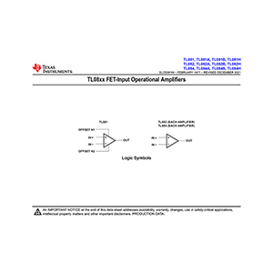 TL081 TI FET-Input Operational Amplifier Data Sheet
