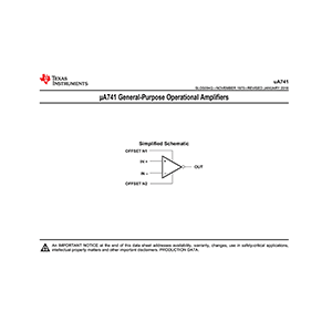 uA741 TI Operational Amplifier Data Sheet