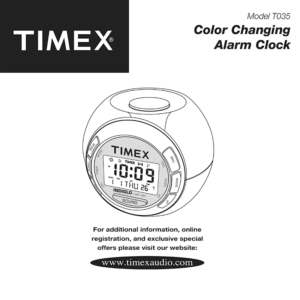 Timex T035 Color Changing Alarm Clock User Manual