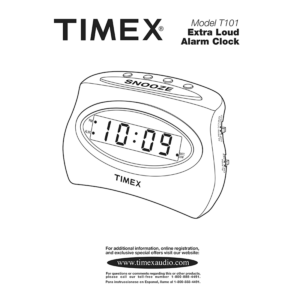 Timex T101 Extra Loud Alarm Clock User Manual