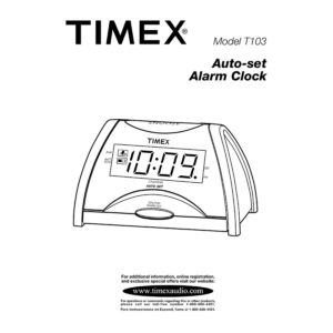 Timex T103 Auto-set Alarm Clock User Manual