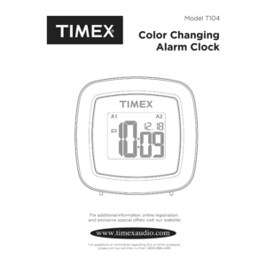 Timex T104 Color Changing Alarm Clock User Manual