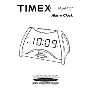Timex T107 Alarm Clock User Manual