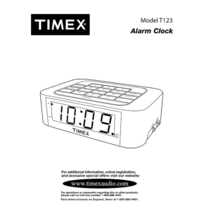 Timex T123 Alarm Clock User Manual