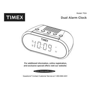 Timex T124 Dual Alarm Clock User Manual
