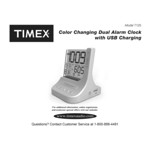Timex T125 Color Changing Dual Alarm Clock Manual