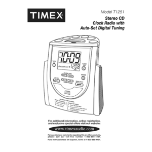 Timex T1251 Stereo CD Clock Radio User Manual