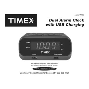 Timex T129 Dual Alarm Clock User Manual