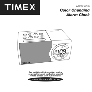 Timex T205 Color Changing Alarm Clock User Manual