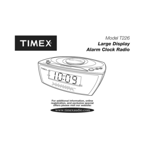 Timex T226 Alarm Clock Radio User Manual