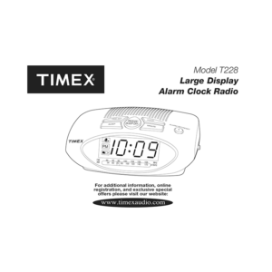 Timex T228 Alarm Clock Radio User Manual