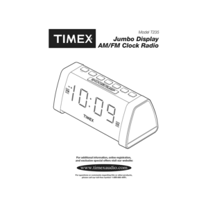 Timex T235 Jumbo Display Clock Radio User Manual